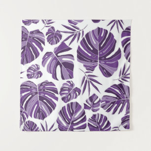 Tropical violet monstera leaves seamless pattern w tapestry
