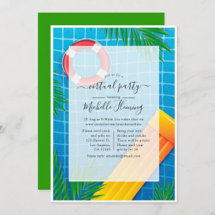 Tropical Virtual Pool Birthday Party Invitation