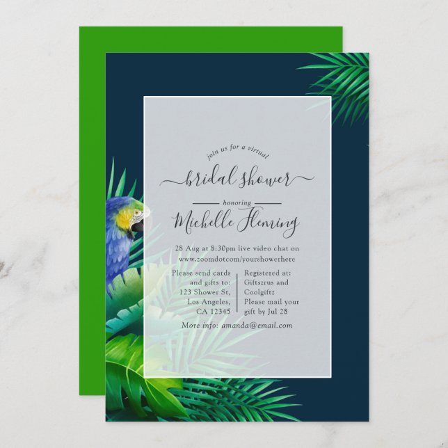 Tropical Virtual Shower Invitation (Front/Back)