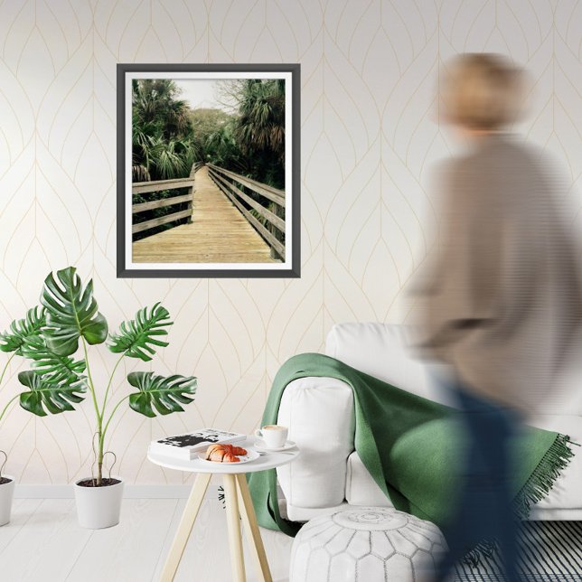 Tropical Walk Pier Palm Trees Poster Framed (Creator Uploaded)