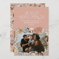 Tropical warm Christmas seas greetings photo pink
