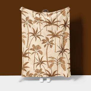 Tropical Warmth: Botanical Palm Sunset Havana Fleece Blanket