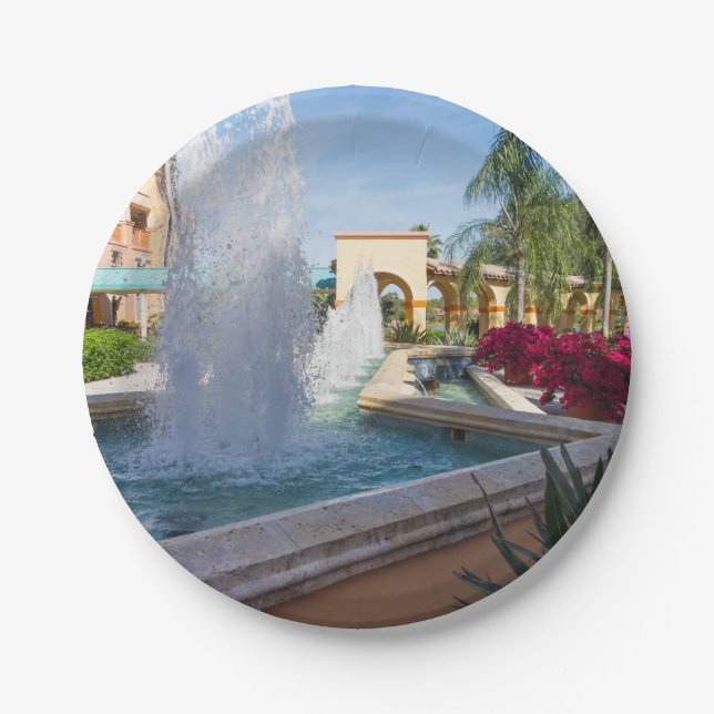 Tropical Water Fountain Paper Plate (Front)