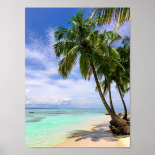 Tropical Water Palm Tree Island Beach Poster