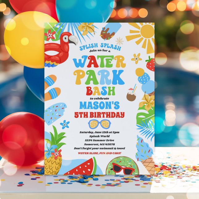  Tropical Water Park Summer Birthday Party Invitation (Creator Uploaded)