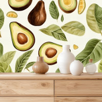 Tropical Watercolor Avocado Pattern