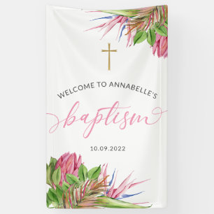 Tropical Watercolor Baptism Welcome Banner