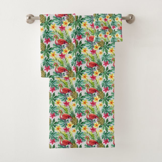 Tropical Watercolor Bath Towel Set (Insitu)