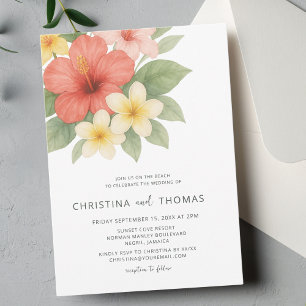 Tropical Watercolor Beach Wedding Invitation