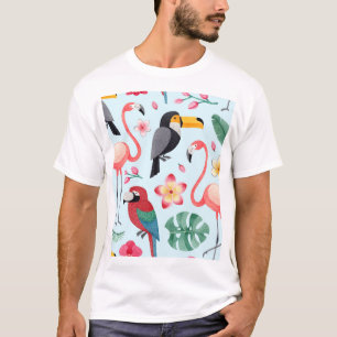 Tropical Watercolor: Bird-Flower Fusion. T-Shirt