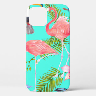 Tropical watercolor birds seamless pattern iPhone 12 case