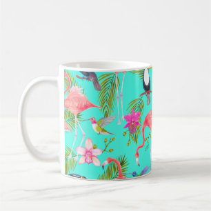 Tropical watercolor birds seamless pattern coffee mug