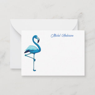 Tropical Watercolor Blue Flamingo Card