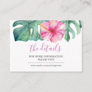 Tropical Watercolor Botanical Guest Details Insert
