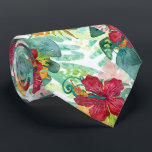 Tropical Watercolor Botanical Palm Leaf & Hibiscus Tie<br><div class="desc">Tropical Watercolor Botanical Palm Leaf & Hibiscus Design,  with fun trendy modern pattern! Check my shop to see this design on lots of products!</div>