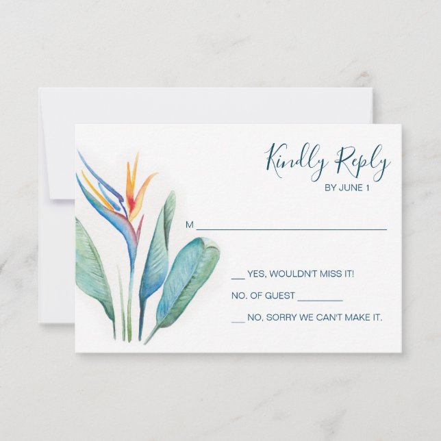 Tropical Watercolor Botanical RSVP Enclosure (Front)