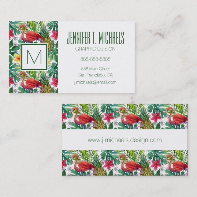 Tropical Watercolor Business Card (Front/Back)