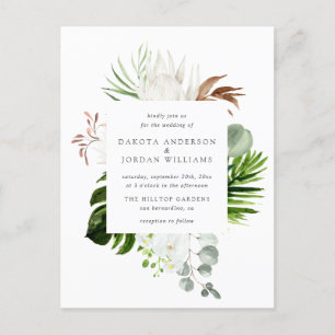 Tropical Watercolor Eucalyptus Greenery Wedding Invitation Postcard