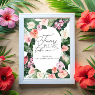 Tropical Watercolor Favors Please Take One Poster
