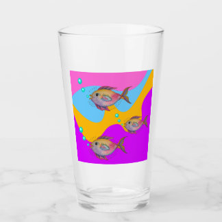 Tropical Watercolor Fish Glass