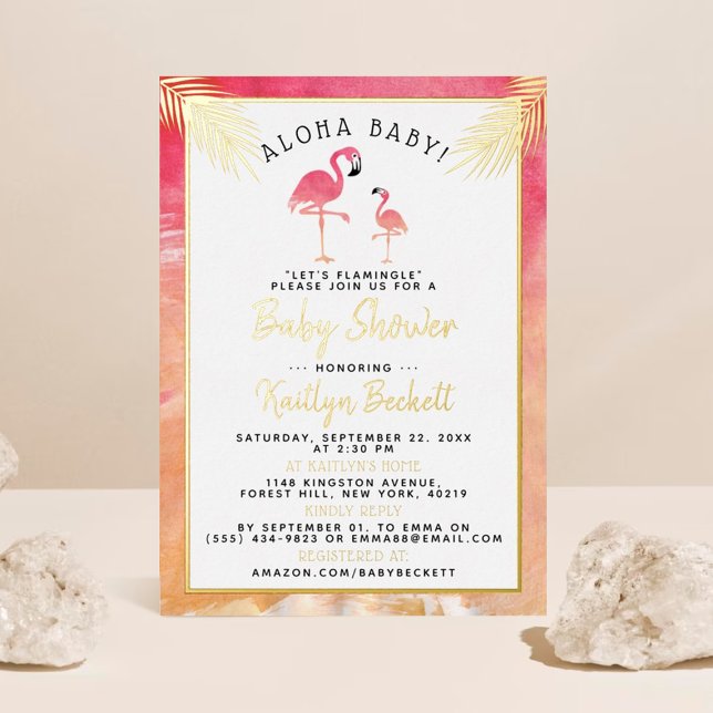 Tropical Watercolor Flamingo Baby Shower Real (Creator Uploaded)