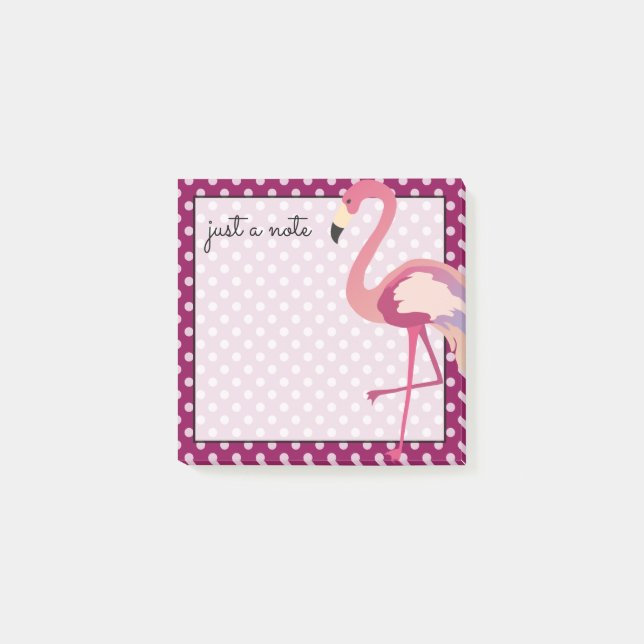 Tropical | Watercolor Flamingo Polka Dots Post-it Notes (Front)