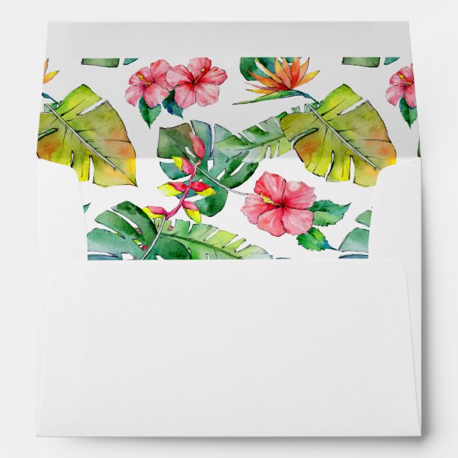 Tropical Watercolor Floral and Foliage Envelope (Back (Bottom))