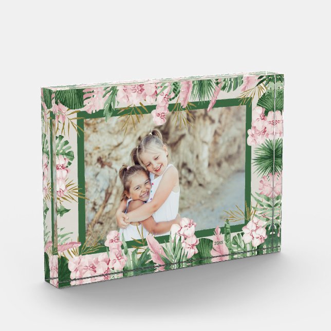 Tropical Watercolor Floral Border Photo Block (Left)