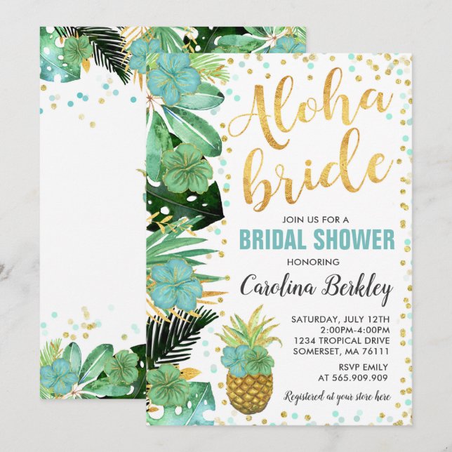 Tropical Watercolor Floral Bridal Shower Card (Front/Back)