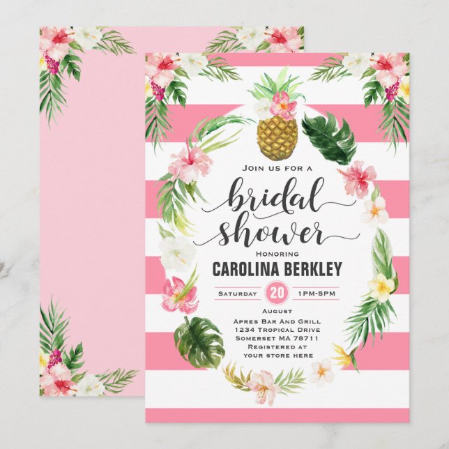 Tropical Watercolor Floral Bridal Shower Card (Front/Back)