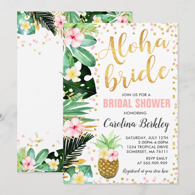 Tropical Watercolor Floral Bridal Shower Card (Front/Back)