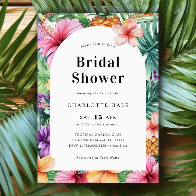 Tropical Watercolor Floral Bridal Shower Invitation (Creator Uploaded)