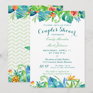 Tropical Watercolor Floral Couples Shower Invitation
