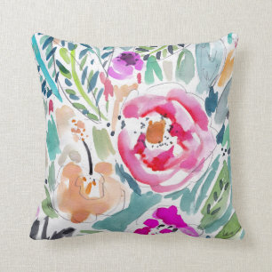 Tropical Watercolor Floral Cushion