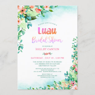 Tropical Watercolor Floral Luau Bridal Shower Invitation