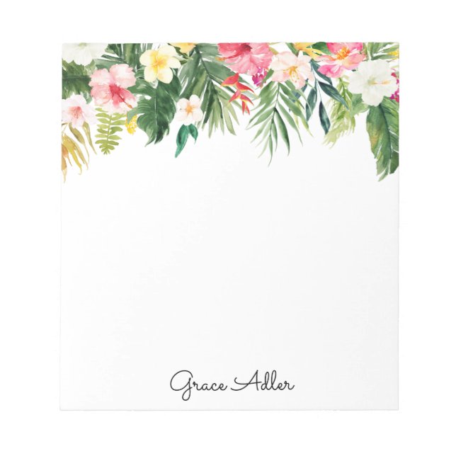 Tropical Watercolor Floral Notepad (Front)