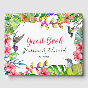 Tropical Watercolor Floral Paradise Wedding Guest Book