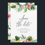 Tropical watercolor floral save the date<br><div class="desc">Beautiful modern Tropical watercolor floral save the date. Beautiful script text. Part of a summer wedding celebration collection.</div>