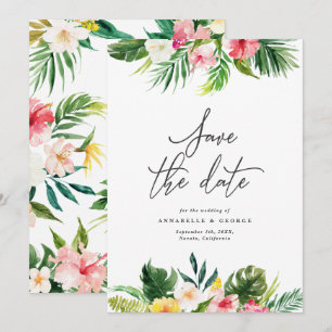 Tropical watercolor floral save the date