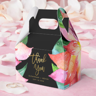 Tropical Watercolor Flower Thank You Wedding Gift Favour Box