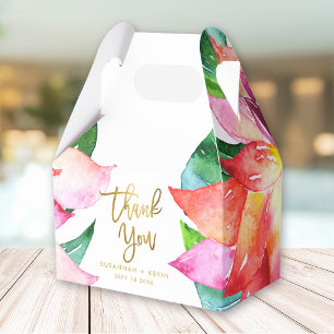 Tropical Watercolor Flower Wedding Favour Thank Yo Box