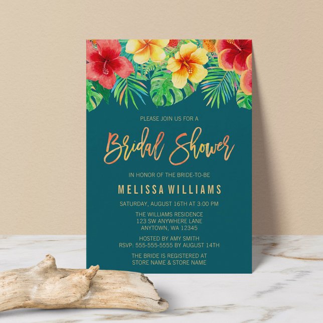 Tropical Watercolor Flowers Bridal Shower Invitation (Creator Uploaded)