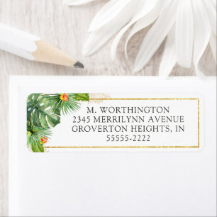 Tropical Watercolor Foliage Floral Gold