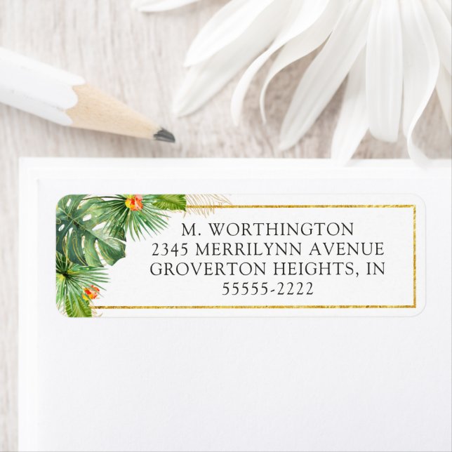 Tropical Watercolor Foliage Floral Gold (Insitu)