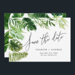 Tropical watercolor foliage floral save the date<br><div class="desc">Beautiful modern Tropical watercolor foliage save the date. Beautiful script text. Part of a summer wedding celebration collection.</div>