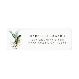 Tropical Watercolor Foliage Return Address