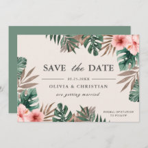 Tropical Watercolor Green Monstera Floral Wedding