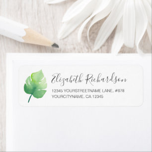 Tropical Watercolor Green Monstera Leaf