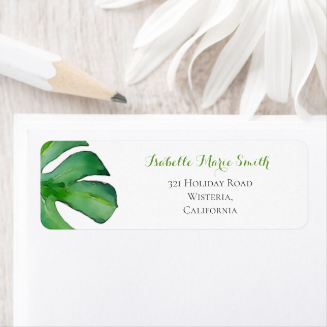 Tropical Watercolor Green Monstera Leaf Wedding  (Insitu)