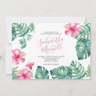 Tropical Watercolor Hibiscus Flower Bridal Shower